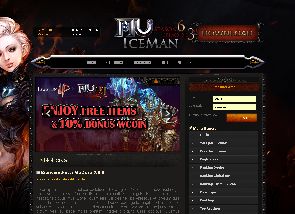 Mega Pack liberado webs mu core gratis, download link direto, web mu online atualizados, guias e tutoriais disponiveis - o melhor portal de mu online do Brasil [ Grupo AM ] - Criar mu online pirata