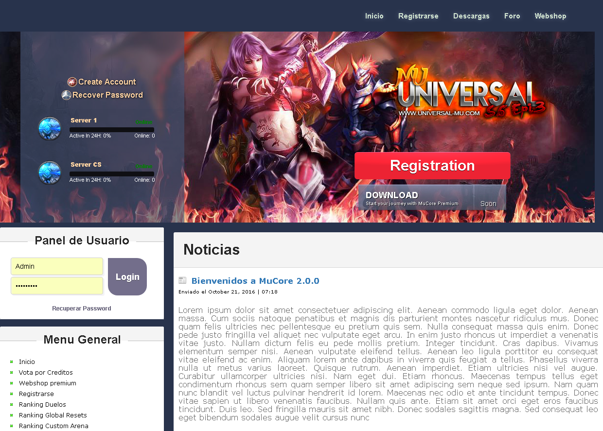 Mega Pack liberado webs mu core gratis, download link direto, web mu online atualizados, guias e tutoriais disponiveis - o melhor portal de mu online do Brasil [ Grupo AM ] - Criar mu online pirata
