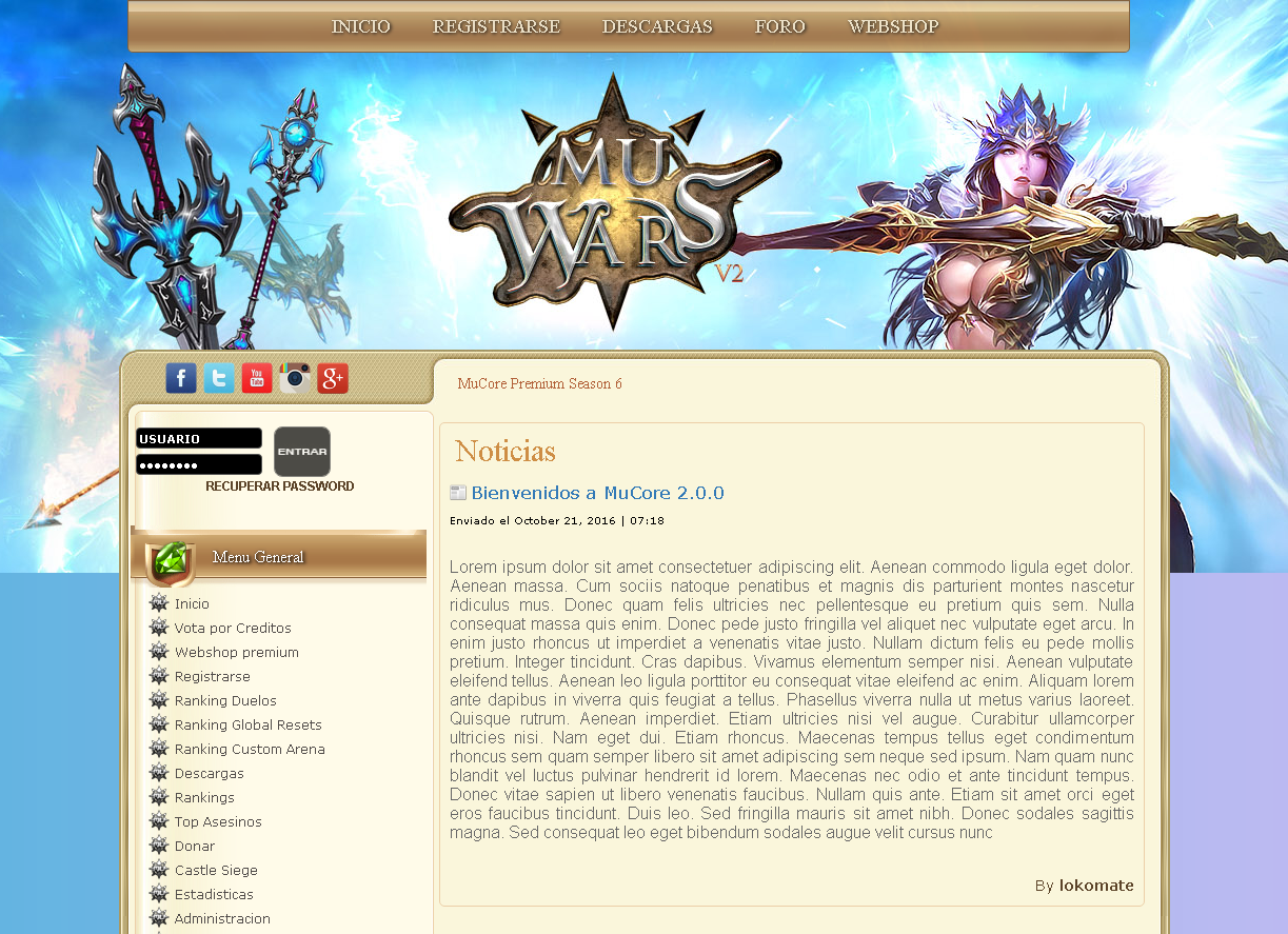 Mega Pack liberado webs mu core gratis, download link direto, web mu online atualizados, guias e tutoriais disponiveis - o melhor portal de mu online do Brasil [ Grupo AM ] - Criar mu online pirata