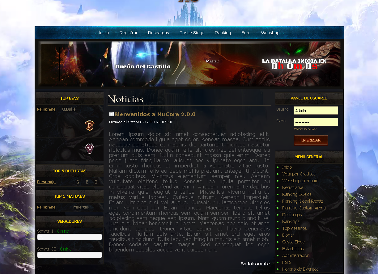 Mega Pack liberado webs mu core gratis, download link direto, web mu online atualizados, guias e tutoriais disponiveis - o melhor portal de mu online do Brasil [ Grupo AM ] - Criar mu online pirata