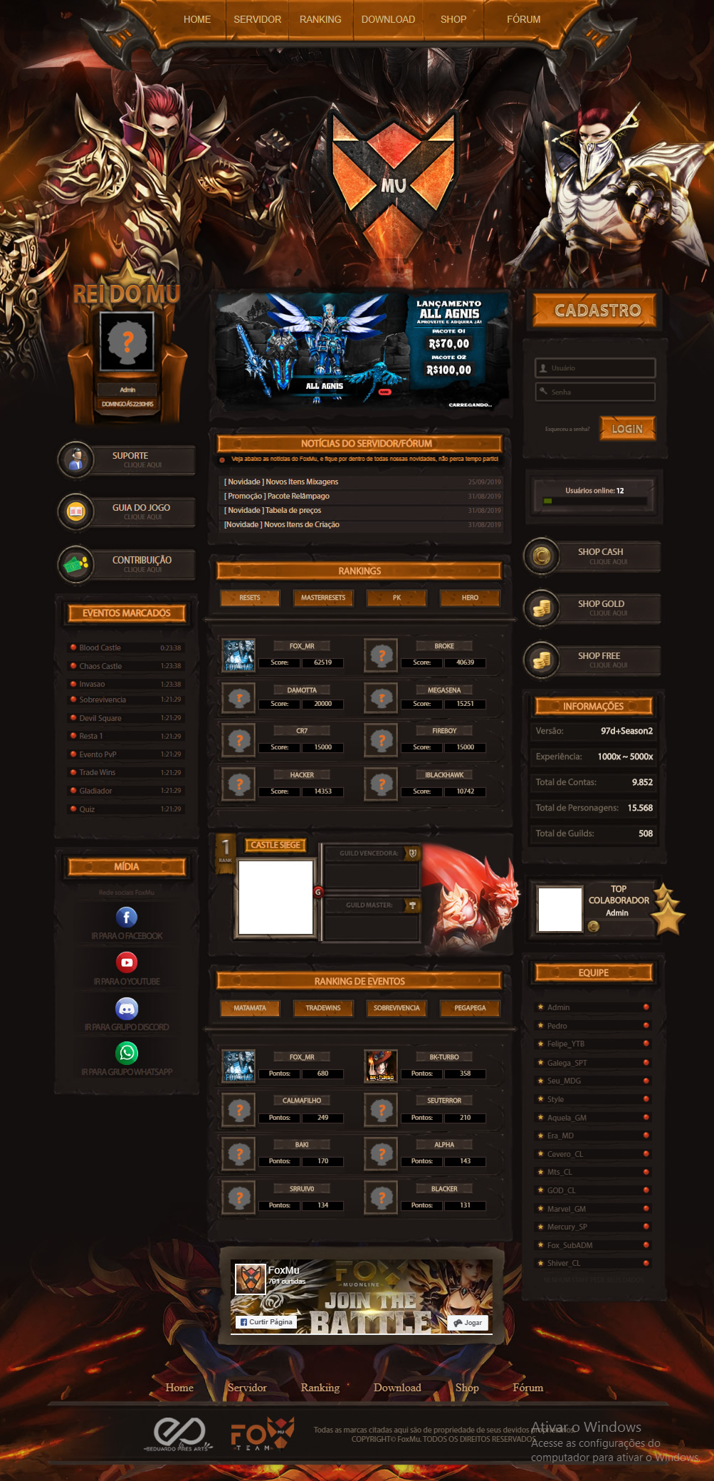 WebSite MuFOX MorpheusWeb template, Template Morpheus para mu online gratis, template Mu Fox, baixar gratis